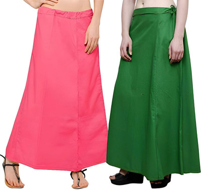 TrendingTrading Dark Pink & Green Saree Lehenga Underskirt Petticoat for Women with Drawstring Pure Cotton Petticoat(3XL)