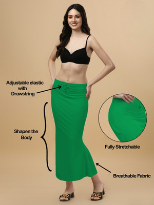 LEGANCY FASHION SAREE SHAPWEAR FISH CUT GREEN M 1.1 Lycra Blend Petticoat(M)