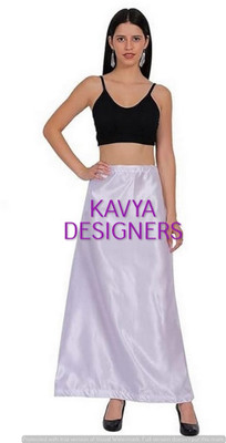 KAVYA DESIGNERS WHITE ASH COLOUR PETTICOAT4 Pure Satin Petticoat(Free)