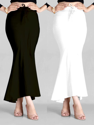 KEYU FASHION COMBO-FISHTAIL-WHITE-BLACK Lycra Blend Petticoat(M)
