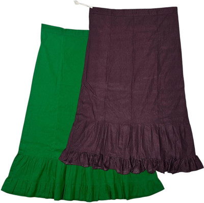 Belizzi Paridhan Dark Spring Green & Dark Sangria Combo Pure Cotton Petticoat(XXL)