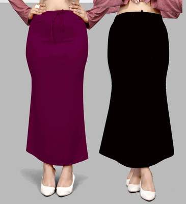 VIDHATA FASHION Fish Cut Petticoat/Peticot Saree Shape Wear Black and Wine Lycra Blend Petticoat(XL)