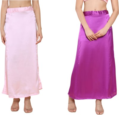 Lootnixx SATIN_SP_LIGHT_PINK+PURPLE Petticoat Combo For women 3XL Pure Satin Petticoat(3XL)