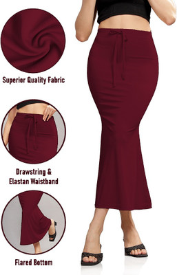 Veehaus Maroon Premium Lycra Saree Petticoat Lycra Blend Petticoat(XL)