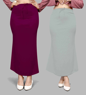 VIDHATA FASHION Fish Cut Petticoat/Peticot Saree Shape Wear Wine and Grey Lycra Blend Petticoat(S)