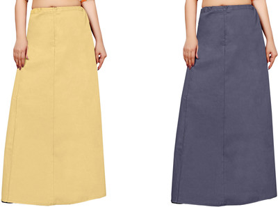 FABMORA PTC_COMBO_CHIKU_GREY Pure Cotton Petticoat(Free)