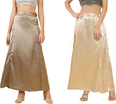 Lootnixx SATIN_SP_LIGHT_BROWN+LIGHT_GOLD Petticoat Combo For women 3XL Pure Satin Petticoat(3XL)