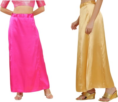 Lootnixx SATIN_SP_PINKISH_RED+GOLD petticoat Combo For women S Pure Satin Petticoat(S)