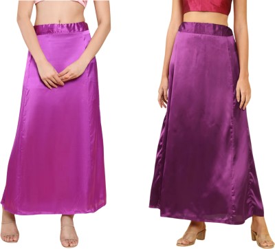 Lootnixx SATIN_SP_PURPLE+DARK PURPLE Petticoat Combo For women Small Pure Satin Petticoat(Small)