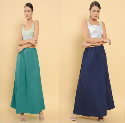 Lootnixx SP_Navy Blue + Sea green petticoat Combo For women Large Pure Cotton Petticoat(Large)