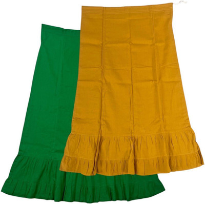 house of common Dark Spring Green & Pirate Gold Combo Pure Cotton Petticoat(XL)