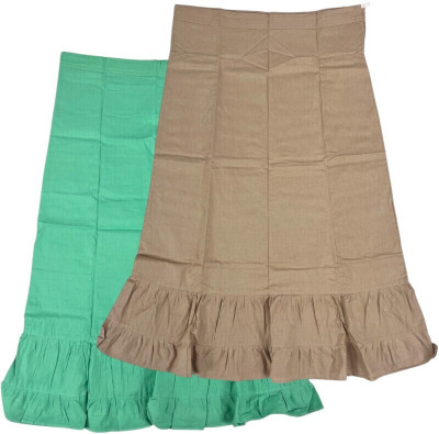 Belizs Medium Spring Green & Dark Beige Combo Pure Cotton Petticoat(XXL)