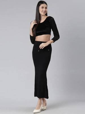 DRESQUE STORE Stylish Flare Saree Shapewear Black (S) Lycra Blend Petticoat(S)