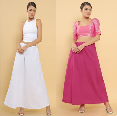 Lootnixx SP_Pinkish Red + White petticoat Combo For women M Pure Cotton Petticoat(M)