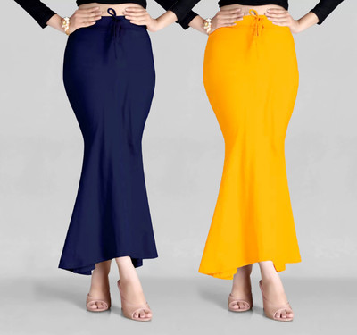 VIDRIVA EXPORT Peticoat Navyblue Mustard Lycra Blend Petticoat(L)