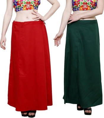 Maa sharda garments Dark green and red combo petticoat Cotton Blend Petticoat(Free)