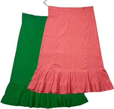 Belizzi Paridhan Dark Spring Green & Light Carmine Pink Combo Pure Cotton Petticoat(XL)