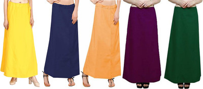 Gugaliya YELLOW-GERMAN BLUE-Golden yellow-Jamuni-BOTTLE GREEN Pure Cotton Petticoat(Medium)