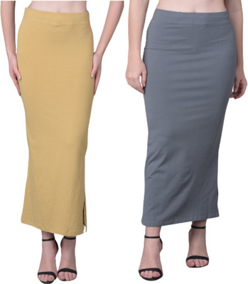 Comfort Lady Saree Shapewear 2 Pcs (Red and Bright Orange) Cotton Blend Petticoat(XL)