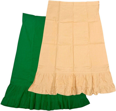 Belizzi Paridhan BE Dark Spring Green & Deep Peach Combo Pure Cotton Petticoat(XXL)