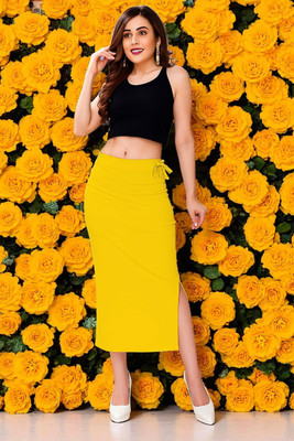 DSV ENTERPRISES Shapeware Yellow MT021 Lycra Blend Petticoat(XS)