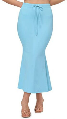 DRESQUE STORE Stylish Fishcut Saree Shapewear Light Blue (L) Lycra Blend Petticoat(L)