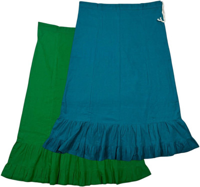 Belizzi Paridhan Dark Spring Green & Dark Aqua Combo Pure Cotton Petticoat(XL)