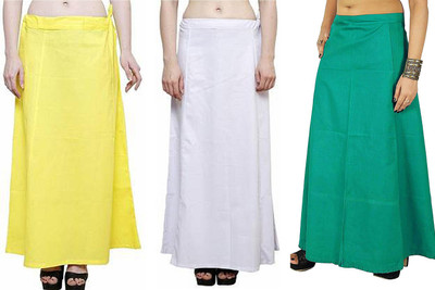 Gugaliya YELLOW-WHITE--RAMA Pure Cotton Petticoat(Medium)