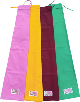 ChetnaCreation 4 Premium Saree Petticoat for Women – Baby Pink, Yellow, Maroon, Rama Green Pure Cotton Petticoat(Free)