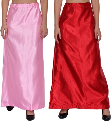 Guddan GD-6012-BabyPink-Red Pure Satin Petticoat(Free)