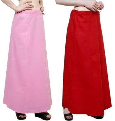 manidhari fab tex Petticoat combo 2_Pink, red Cotton Linen Blend Petticoat(Free)