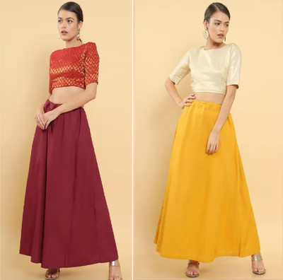 Lootnixx SP_Yellowish Orange + Maroon petticoat Combo For women XL Pure Cotton Petticoat(XL)