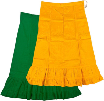Belizzi Paridhan Dark Spring Green & Chrome Yellow Combo Pure Cotton Petticoat(XXL)
