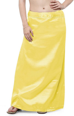 ZishanFab Women Satin Silk Petticoat Inskirt Saree Petticoats Underskirt Yellow Satin Blend Petticoat(L)