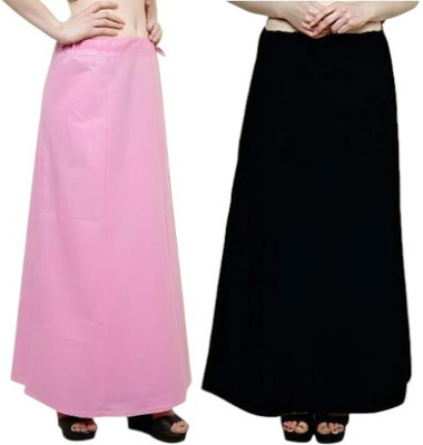 manidhari fab tex Petticoat combo 2_Pink, black Cotton Linen Blend Petticoat(Free)