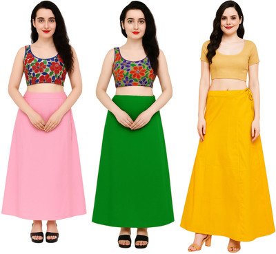 IGNOTO 3PTCT-BB.PNK_GRN_YLW Cotton Blend Petticoat(Free)