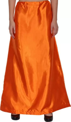 DUO FASHION Orange satin petticoat Satin Blend Petticoat(XL)
