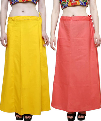 Maa sharda garments Peach and Turmeric Yellow colour cotton Combo petticoat Cotton Blend Petticoat(Free)