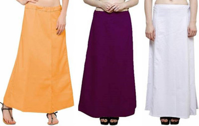 Gugaliya WHITE GOLDEN YELLOW JAMUNI Pure Cotton Petticoat(Medium)