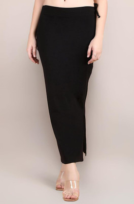 VDIHATA FASHION Black Fish Cut Design With Side Slit Slim Fit Drawstring Waist Petticoat Lycra Blend Petticoat(S)