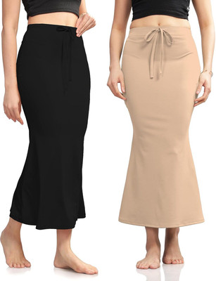 VIDHATA FASHION Black & Cream Lycra Blend Silhouette Shapewear Fishcut Slim Fitting Petticoat Lycra Blend Petticoat(S)