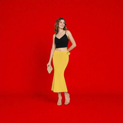 The Stanch Shapeware Yellow MT0026 Lycra Blend Petticoat(L)