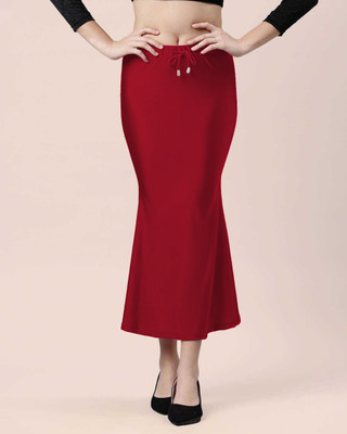DRESQUE STORE Flared(4-Way Stretch) Saree Shapewear Maroon Lycra Blend Petticoat(XL)