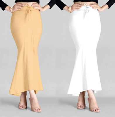 KEYU FASHION BEIGE-COMBO-FISHTAIL-WHITE-BEIGE Lycra Blend Petticoat(M)