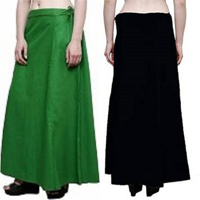 Gugaliya GREEN-BLACK Pure Cotton Petticoat(Medium)