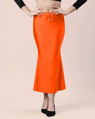 SCUBE DESIGNS Flared(4-Way Stretch) Saree Shapewear Orange (L) Lycra Blend Petticoat(L)