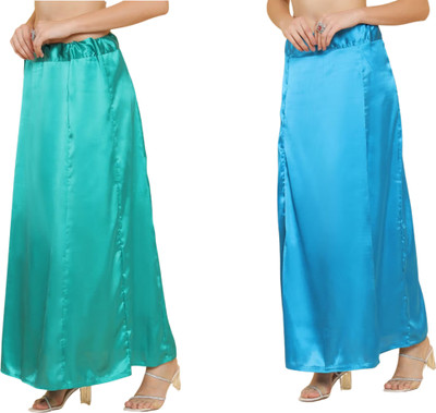Lootnixx SATIN_SP_LIGHT_SEA_GREEN+BLUE Petticoat Combo For women S Pure Satin Petticoat(S)