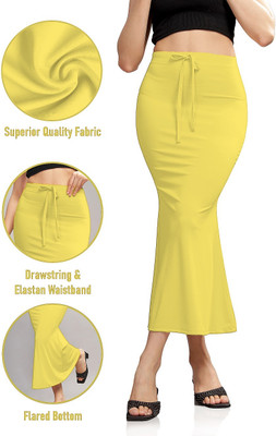Veehaus Lemon Yellow Women Saree Shapewear Petticoat Lycra Blend Petticoat(XXL)