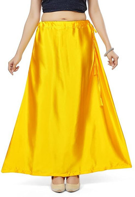 SPRY WORLD Yellow Pure Satin Petticoat(Free)