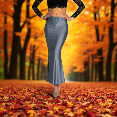 DSV ENTERPRISES Slim Petticoat Dark Grey MT026-L Lycra Blend Petticoat(L)